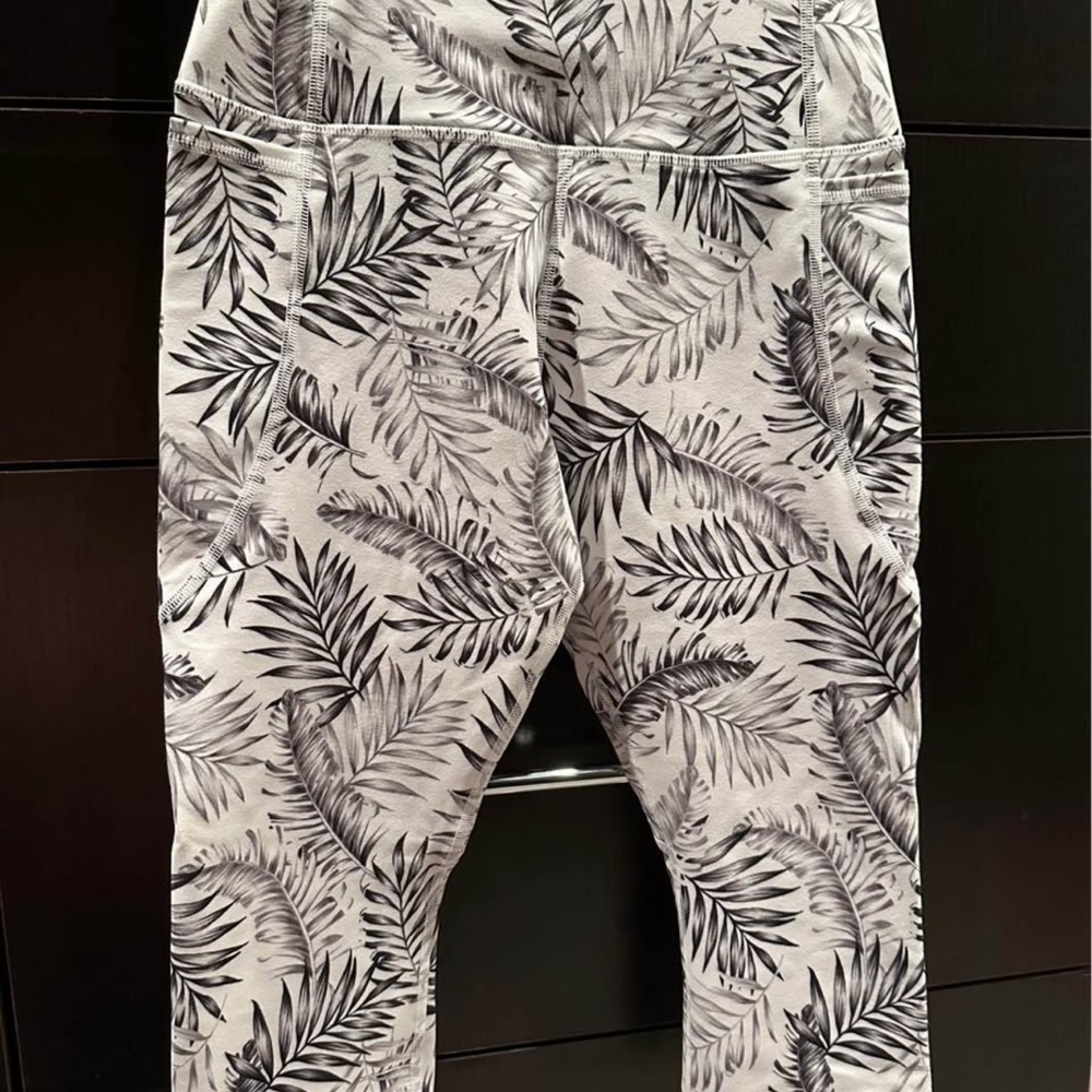 Leaf Print Joggers in Black and White